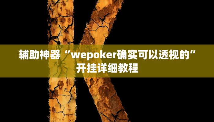 辅助神器“wepoker确实可以透视的”开挂详细教程