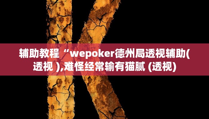 辅助教程“wepoker德州局透视辅助(透视 ),难怪经常输有猫腻 (透视)
