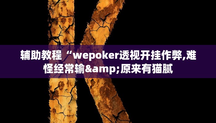 玩家辅助神器:“wepoker透视作弊教程”其实确实有挂
