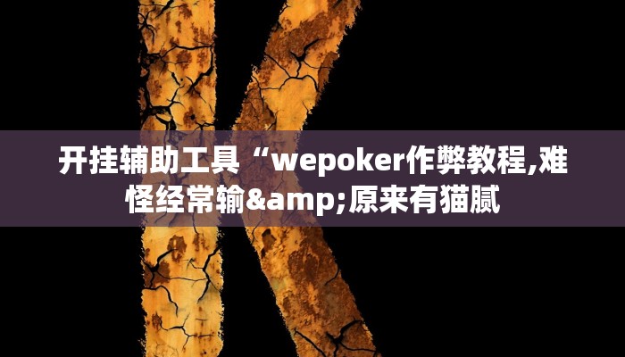 开挂辅助工具“wepoker作弊教程,难怪经常输&原来有猫腻