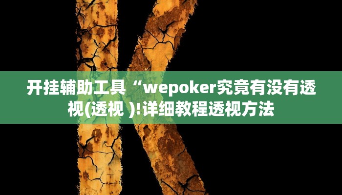 开挂辅助工具“wepoker究竟有没有透视(透视 )!详细教程透视方法