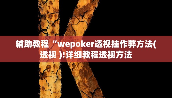 辅助教程“wepoker透视挂作弊方法(透视 )!详细教程透视方法