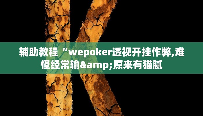 辅助教程“wepoker德州开挂作弊方法(作弊)辅助透视教程”