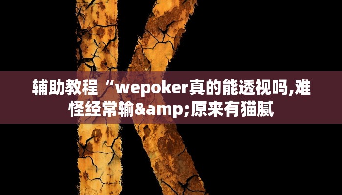 开挂辅助工具“wepoker辅助透视软件挂,难怪经常输&原来有猫腻