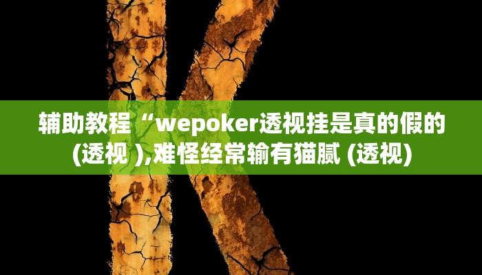 辅助教程“wepoker透视挂是真的假的(透视 ),难怪经常输有猫腻 (透视)