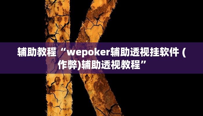 辅助神器“wepoker作弊辅助挂”开挂详细教程