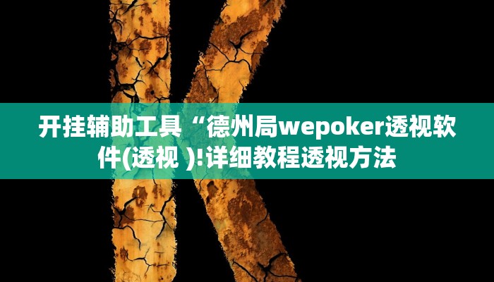 开挂辅助工具“德州局wepoker透视软件(透视 )!详细教程透视方法