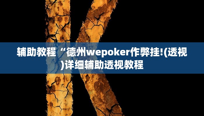 辅助教程“德州wepoker作弊挂!(透视)详细辅助透视教程