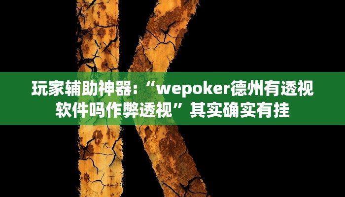 玩家辅助神器:“wepoker德州有透视软件吗作弊透视”其实确实有挂