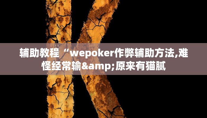辅助教程“wepoker作弊辅助方法,难怪经常输&原来有猫腻