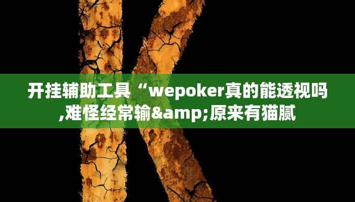 开挂辅助工具“wepoker真的能透视吗,难怪经常输&原来有猫腻