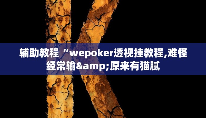 辅助教程“wepoker透视挂教程,难怪经常输&原来有猫腻 辅助教程“wepoker透视挂教程,难怪经常输&原来有猫腻