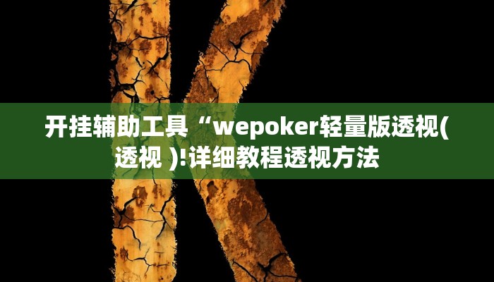 开挂辅助工具“wepoker轻量版透视(透视 )!详细教程透视方法