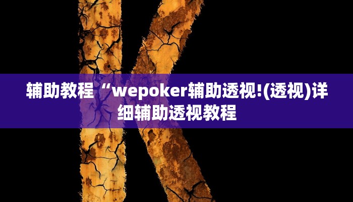 辅助教程“wepoker辅助透视!(透视)详细辅助透视教程