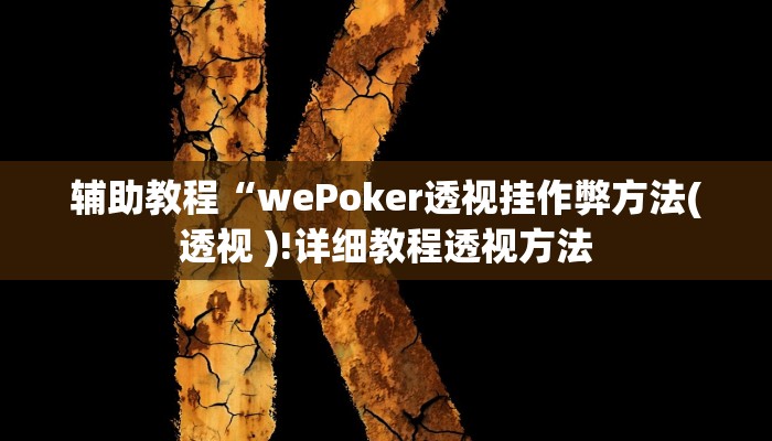 辅助神器“wepoker私人局透视方法”开挂详细教程