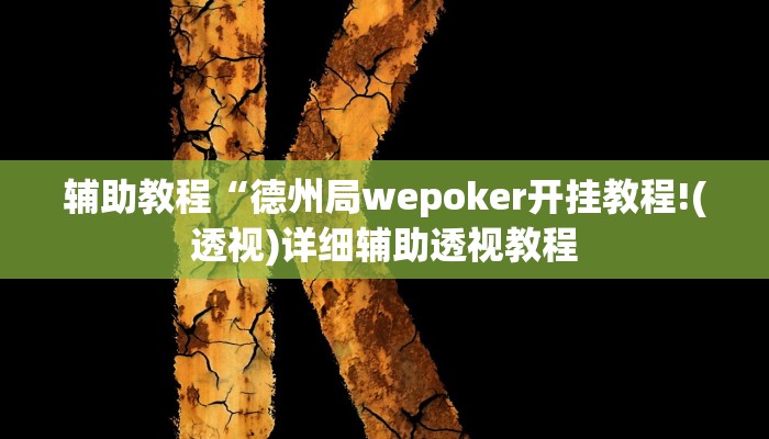 辅助教程“德州局wepoker开挂教程!(透视)详细辅助透视教程