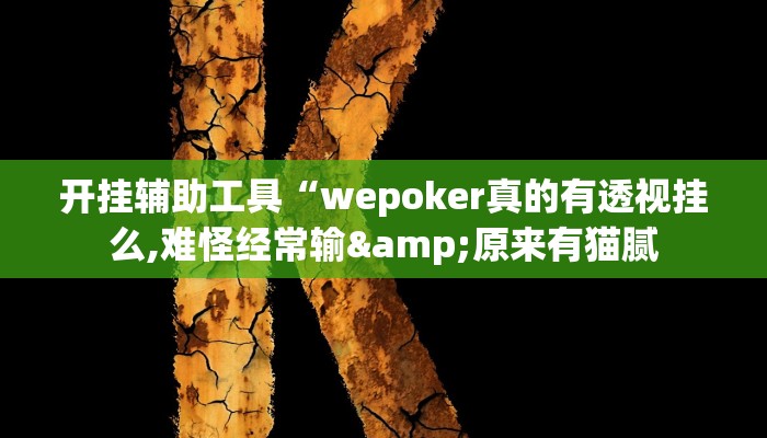 开挂辅助工具“wepoker真的有透视挂么,难怪经常输&原来有猫腻