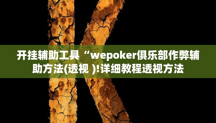 开挂辅助工具“wepoker俱乐部作弊辅助方法(透视 )!详细教程透视方法