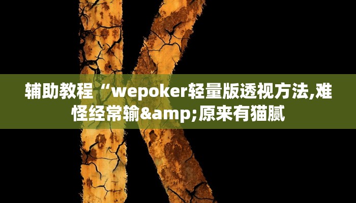 辅助教程“wepoker轻量版透视方法,难怪经常输&原来有猫腻