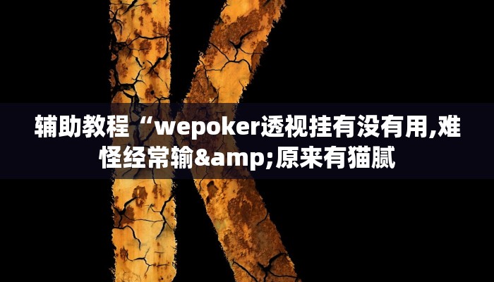 辅助教程“wepoker透视挂有没有用,难怪经常输&原来有猫腻