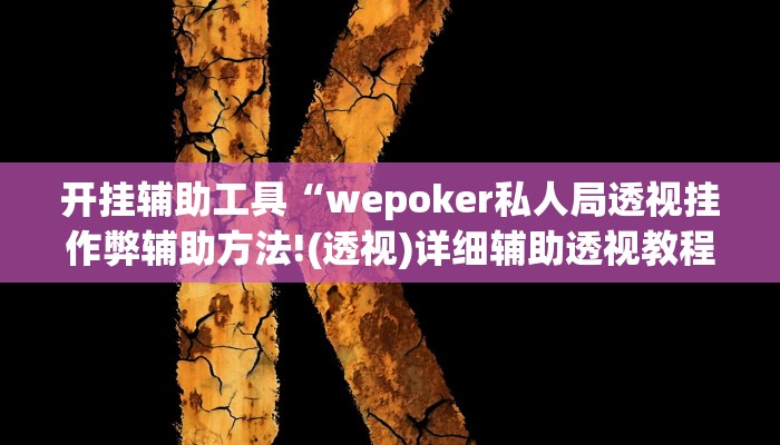 开挂辅助工具“德州wepoker私人局透视挂!(透视)详细辅助透视教程