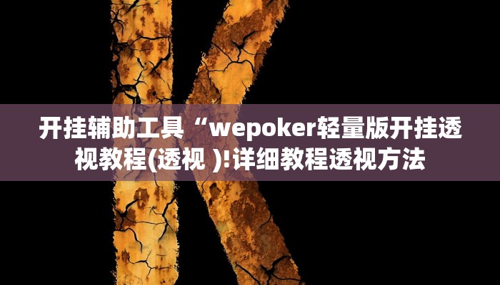 开挂辅助工具“wepoker轻量版开挂透视教程(透视 )!详细教程透视方法