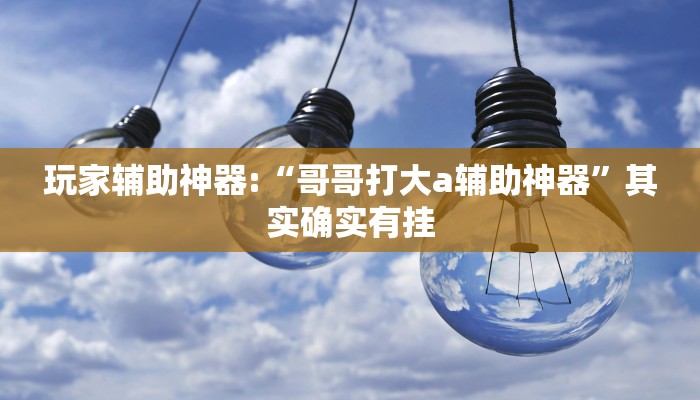 玩家辅助神器:“哥哥打大a辅助神器”其实确实有挂