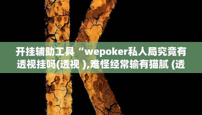 开挂辅助工具“wepoker私人局究竟有透视挂吗(透视 ),难怪经常输有猫腻 (透视)