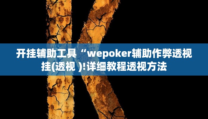 开挂辅助工具“wepoker辅助作弊透视挂(透视 )!详细教程透视方法