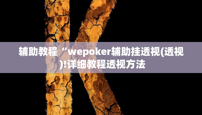 辅助教程“wepoker辅助挂透视(透视 )!详细教程透视方法