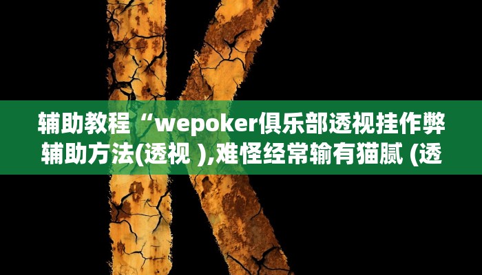 辅助教程“wepoker俱乐部透视挂作弊辅助方法(透视 ),难怪经常输有猫腻 (透视)