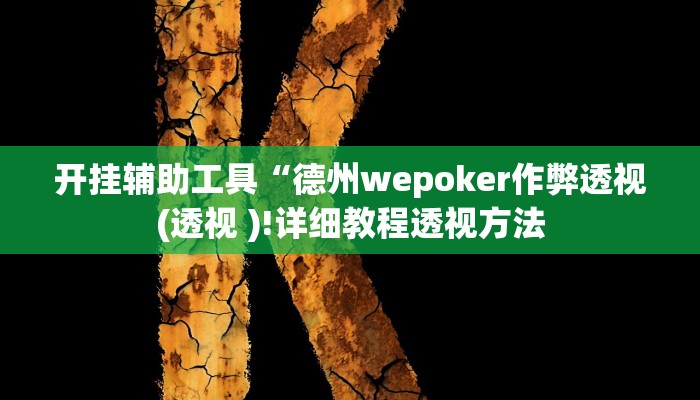 开挂辅助工具“德州wepoker作弊透视(透视 )!详细教程透视方法