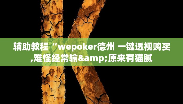 辅助教程“wepoker德州 一键透视购买,难怪经常输&原来有猫腻