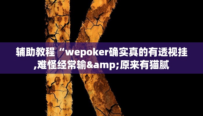 辅助教程“wepoker确实真的有透视挂,难怪经常输&原来有猫腻