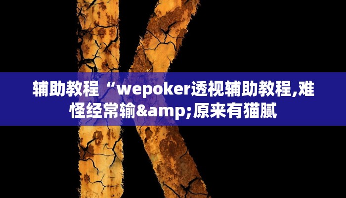 辅助教程“wepoker透视辅助教程,难怪经常输&原来有猫腻