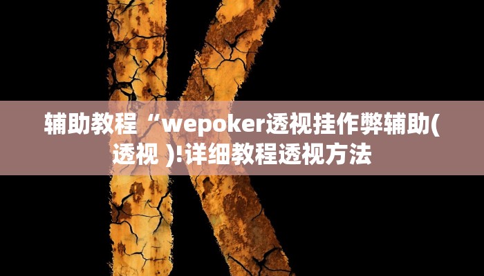 辅助教程“wepoker透视挂作弊辅助(透视 )!详细教程透视方法