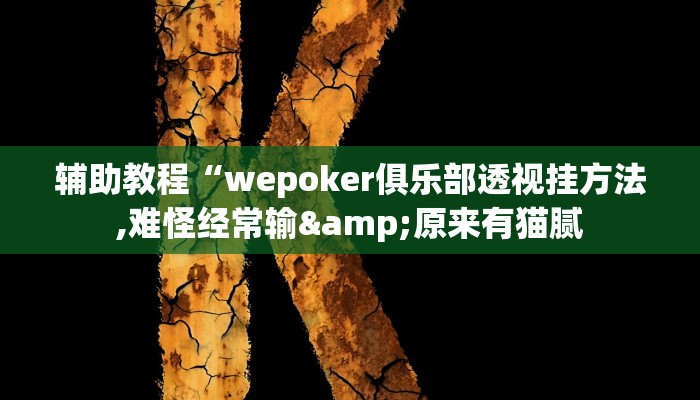 辅助教程“wepoker俱乐部透视挂方法,难怪经常输&原来有猫腻