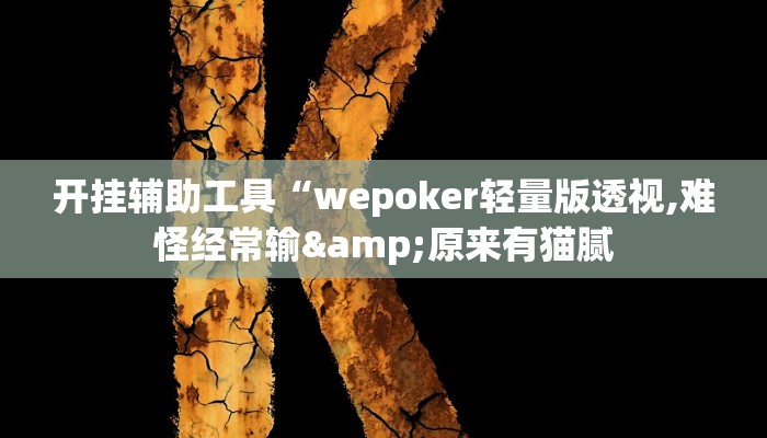 开挂辅助工具“wepoker轻量版透视,难怪经常输&原来有猫腻 开挂辅助工具“wepoker轻量版透视,难怪经常输&原来有猫腻