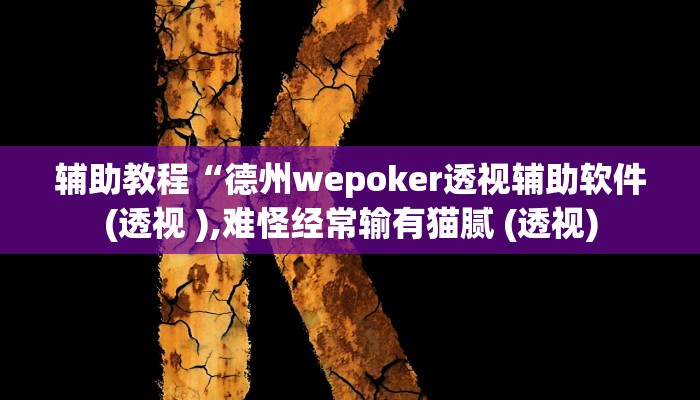 辅助教程“德州wepoker透视辅助软件(透视 ),难怪经常输有猫腻 (透视)