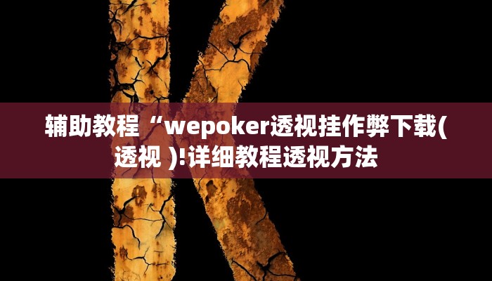 辅助教程“wepoker透视挂作弊下载(透视 )!详细教程透视方法