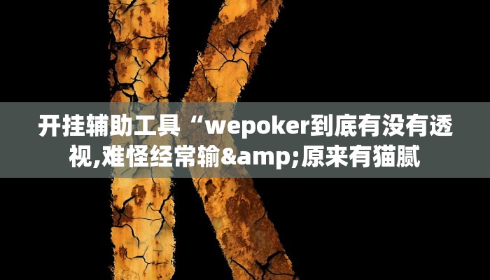 开挂辅助工具“wepoker到底有没有透视,难怪经常输&原来有猫腻 开挂辅助工具“wepoker到底有没有透视,难怪经常输&原来有猫腻