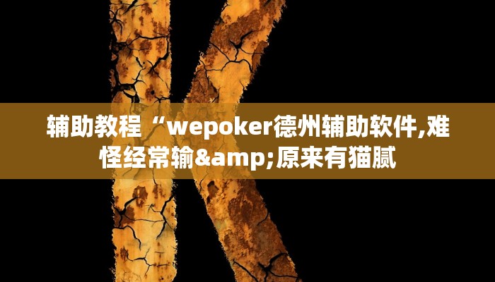 辅助教程“wepoker德州辅助软件,难怪经常输&原来有猫腻