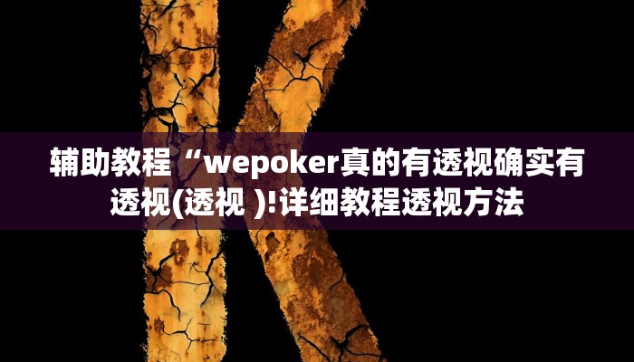 辅助教程“wepoker真的有透视确实有透视(透视 )!详细教程透视方法