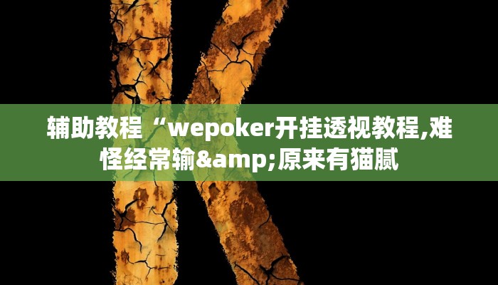 辅助教程“wepoker开挂透视教程,难怪经常输&原来有猫腻