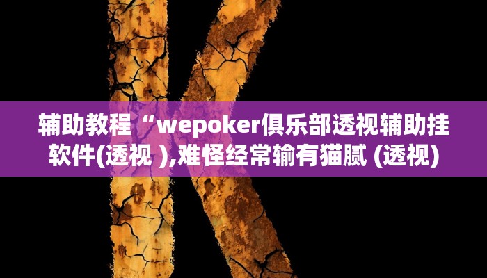 辅助教程“wepoker俱乐部透视辅助挂软件(透视 ),难怪经常输有猫腻 (透视)