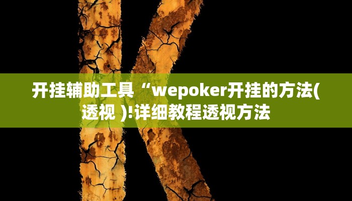 开挂辅助工具“wepoker开挂的方法(透视 )!详细教程透视方法