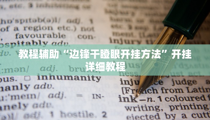 教程辅助“边锋干瞪眼开挂方法”开挂详细教程