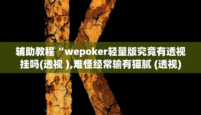 辅助教程“wepoker轻量版究竟有透视挂吗(透视 ),难怪经常输有猫腻 (透视)