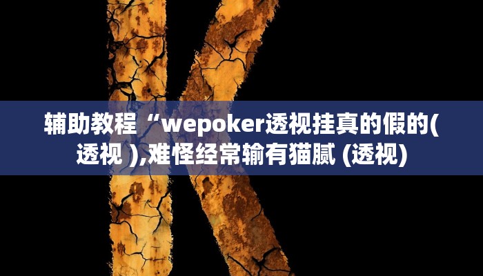 辅助教程“wepoker透视挂真的假的(透视 ),难怪经常输有猫腻 (透视)