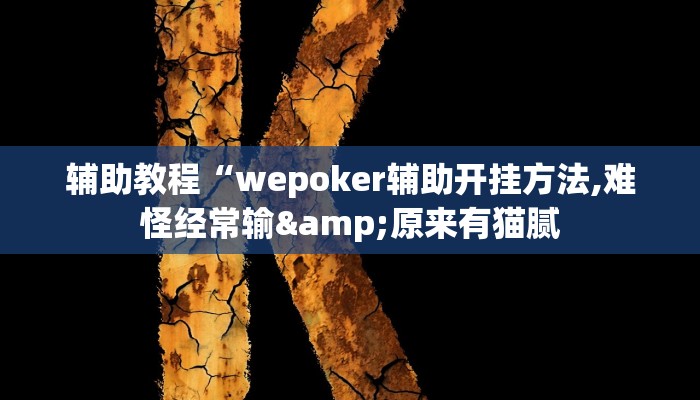 辅助教程“wepoker辅助开挂方法,难怪经常输&原来有猫腻